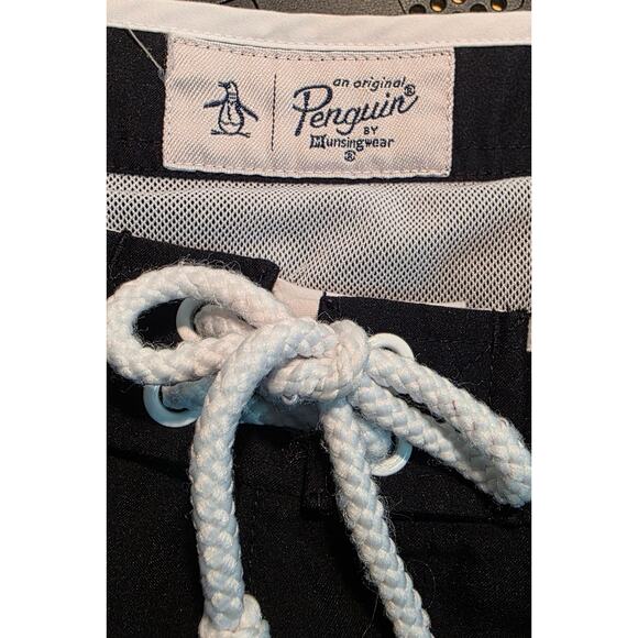 Penguin By Munsing Wear Swim Trunk Adult 30 Black Bathing Suit Mens - Picture 4 of 8